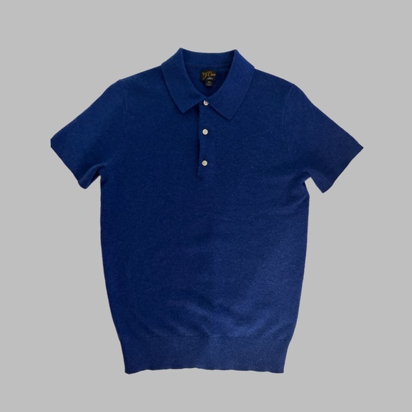 SALE!!!J Crew Men’s Blue Cashmere Short Sleeve Pull-over Sweater with Collar